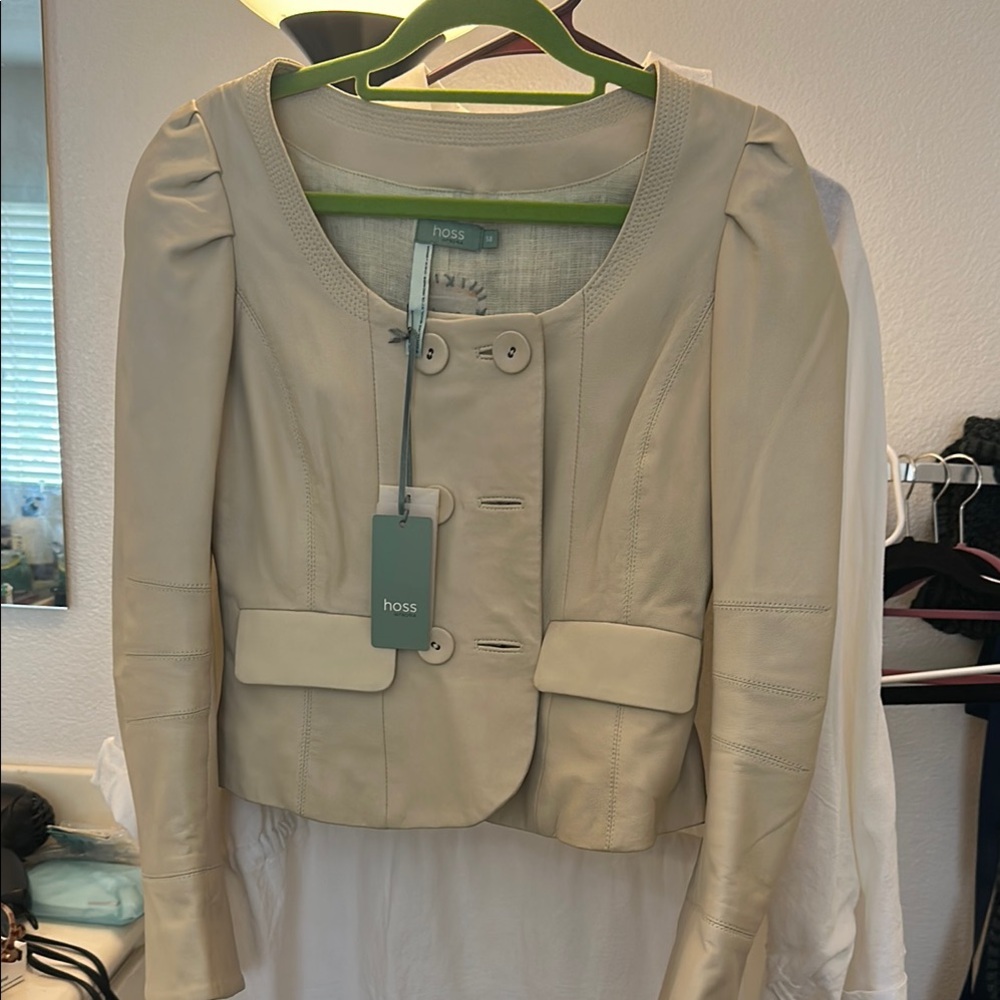 Cream Leather Jacket